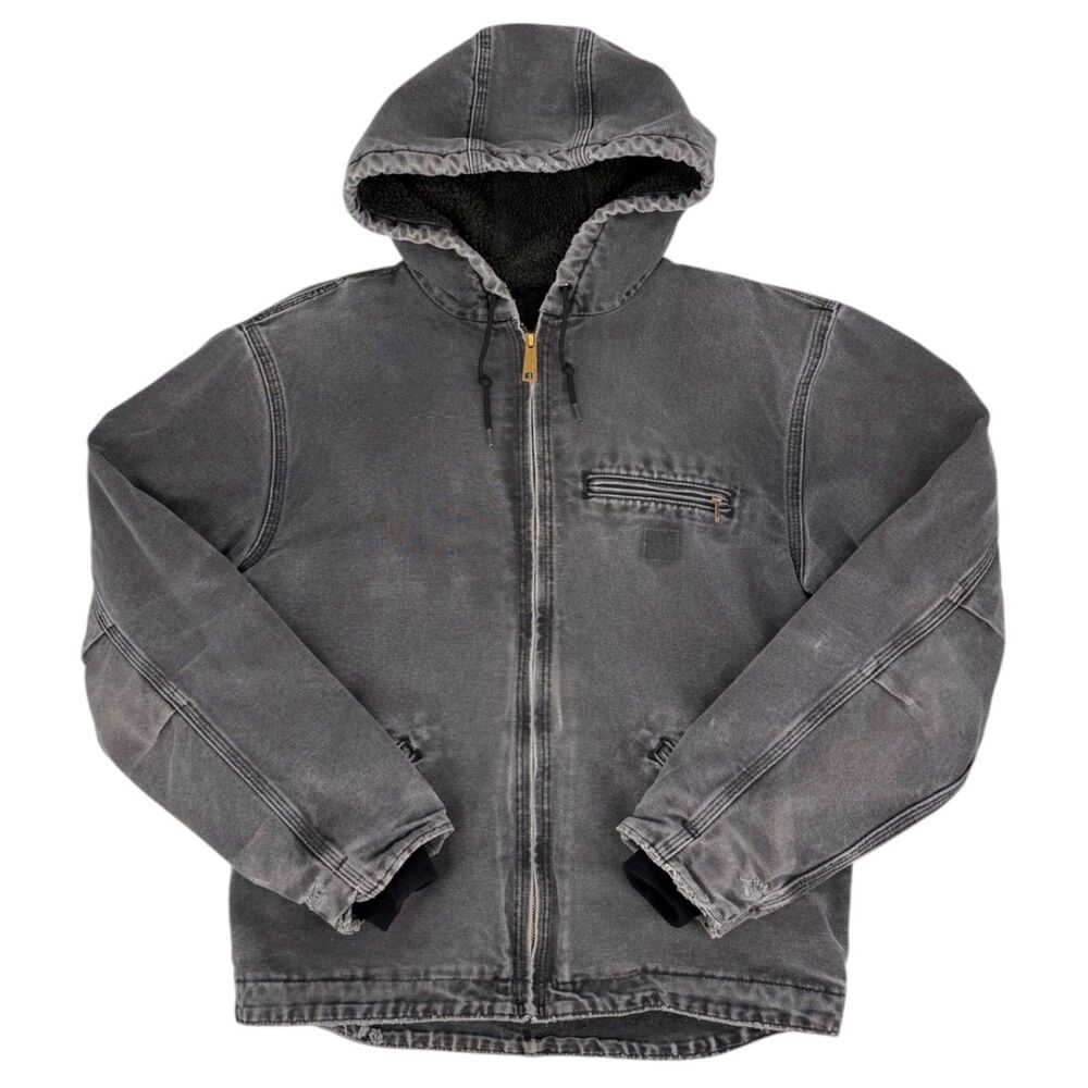 Carhartt J141 BLK Men's 2014 Sandstone Sherpa Sierra Jacket Distressed Black M